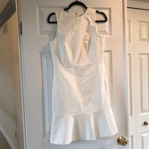 J.Crew, Size 4, Ivory, Stretch piqué sheath dress with fluted hem